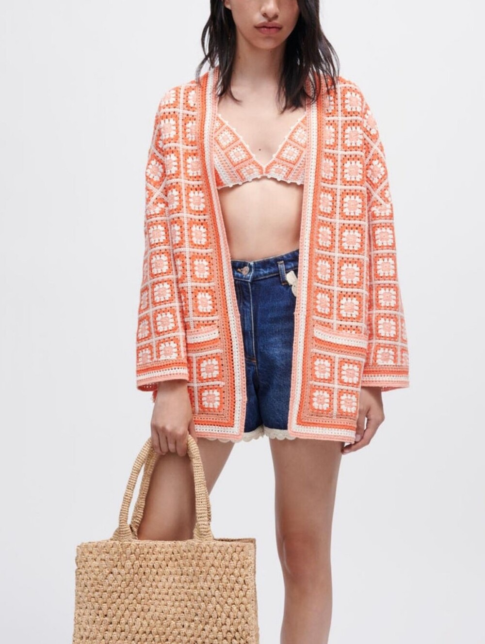 Maje Fringe Crochet Cardigan
